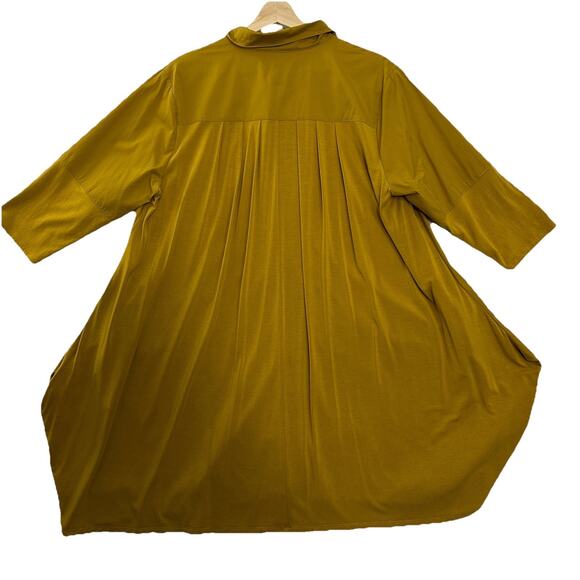 Stella Carakasi Tunic Womens Large Mustard Mixed Media Organic Pockets Lagenlook - Picture 6 of 13